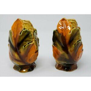 Salt & Pepper Shakers Fall Autumn Leaves Japan Ceramic Vintage 4.5 x 3 in